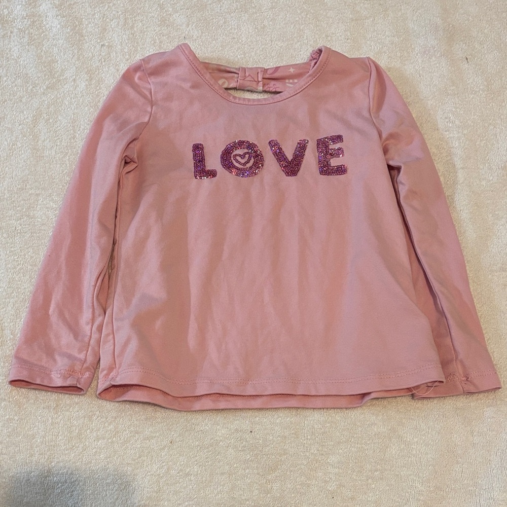 btween Pink Long Sleeve Tee with Glitter LOVE